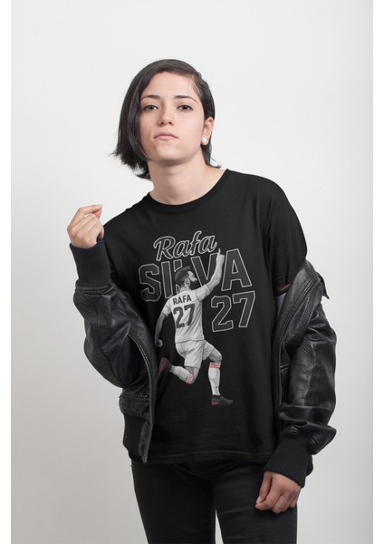 Beşiktaş Rafa Silva Forma Baskılı Unisex Kadın Erkek Kısa Kollu Tişört T-Shirt