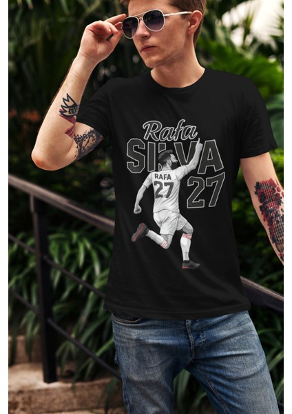 Beşiktaş Rafa Silva Forma Baskılı Unisex Kadın Erkek Kısa Kollu Tişört T-Shirt