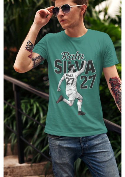 Beşiktaş Rafa Silva Forma Baskılı Unisex Kadın Erkek Kısa Kollu Tişört T-Shirt