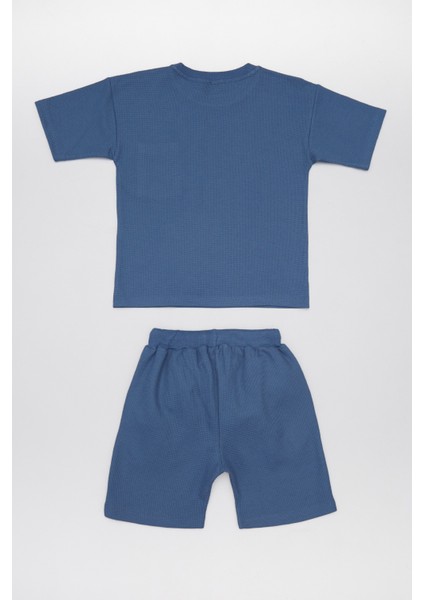 Waffle Kumaş Cepli Şortlu Unisex Çocuk Takım