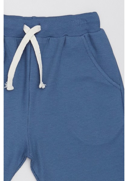 Waffle Kumaş Cepli Şortlu Unisex Çocuk Takım