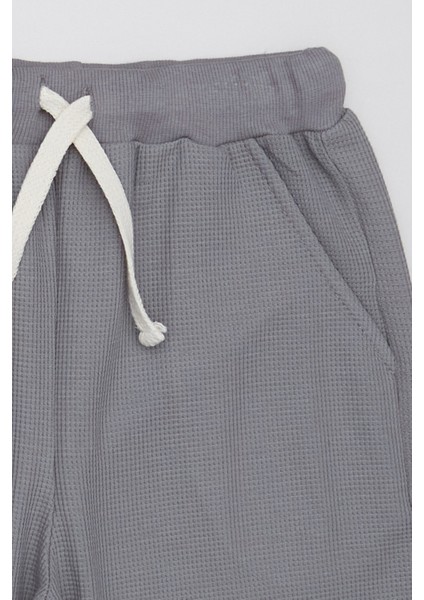 Waffle Kumaş Cepli Şortlu Unisex Çocuk Takım