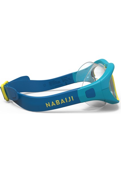 Çocuk Yüzücü Maskesi - Mavi/sarı - Şeffaf Cam - Swimdow