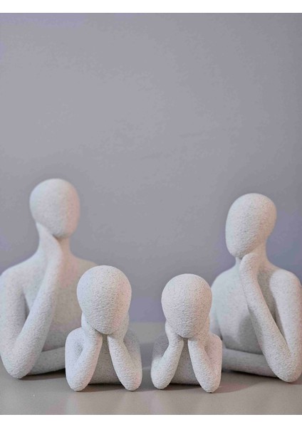 Düşünür Aile Biblo 4'lü Set Özel Granit Desenli Dmrz Home