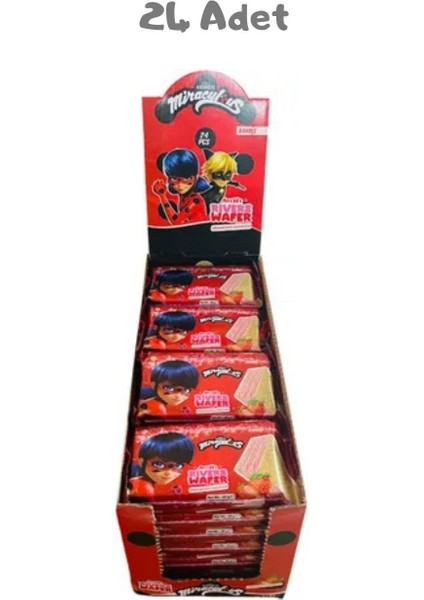 Riverz Wafer Strawberry Miraculous 40 Gr. 24 Adet