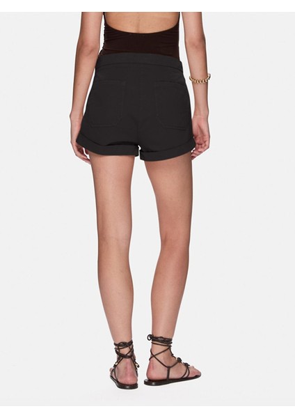 Basıc Gabardin Regular Mini Siyah Şort