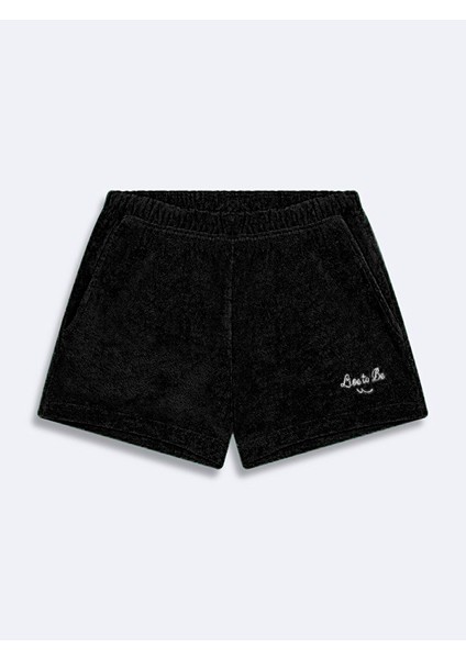Baskılı Relaxed Mini Siyah Şort