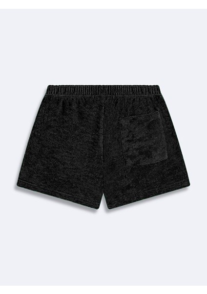 Baskılı Relaxed Mini Siyah Şort