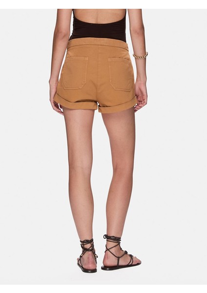 Basıc Gabardin Regular Mini Kahve Rengi Şort