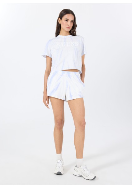 V5GD11KCRQ0F46Q Tıe-Dye Short Mor Lastikli Bel Relaxed Desenli Kadın Şort