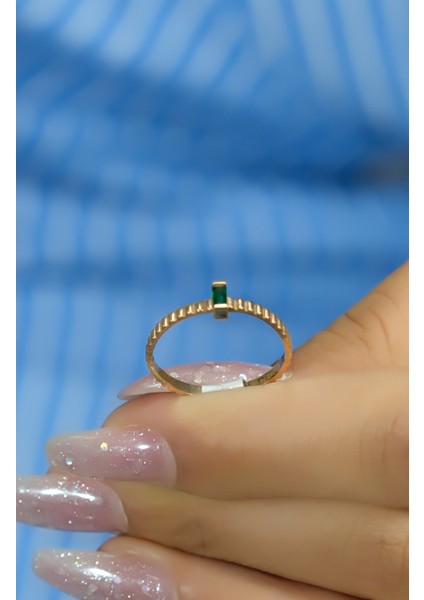 Yeşil Taşlı Yüzük 14 Ayar A048359