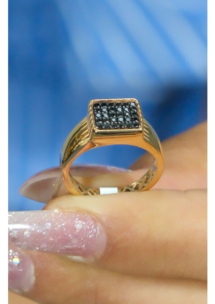 Siyah Taşlı Yüzük 14 Ayar AT04965 modelleri