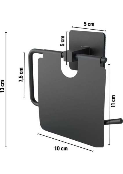 Kendiliğinden Yapışkanlı Siyah Paslanmaz Metal Kapaklı Tuvalet Kağıtlığı Aparatı modelleri