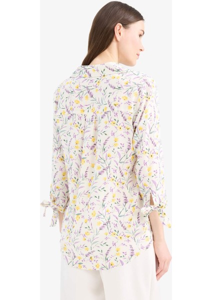 Loose Fit Çiçek Desenli Uzun Kollu Gömlek U3701AZ25SM indirimleri