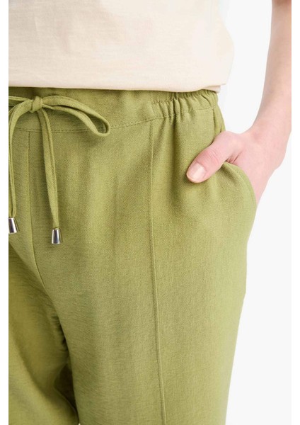 Lastikli Bel Bağcıklı Basic Düz Paça Jogger Pantolon D2573AX25SP