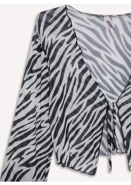 Zebra Desenli Tül Plaj Bolerosu-Fall in Love C3178AX25HS fiyatları