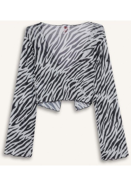 Zebra Desenli Tül Plaj Bolerosu-Fall in Love C3178AX25HS modelleri