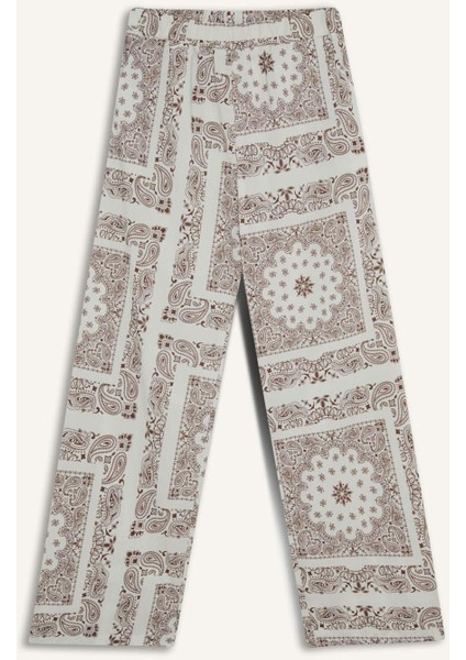Regular Fit Şal Desenli Plaj Pantolonu-Fall in Love F8336AX25HS