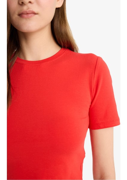 Coool Fitted Crop Basic Düz Kırmızı Kısa Kollu Tişört F8924AX25HS indirimleri