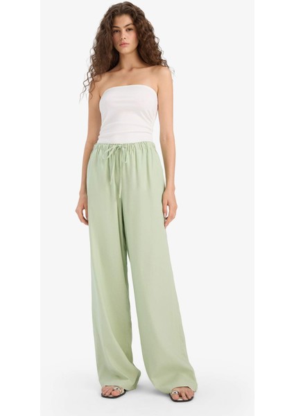 Wide Leg Çift Cepli Beli Lastikli Standart Boy Keten Karışımlı Pantolon E1981AX25SM modelleri