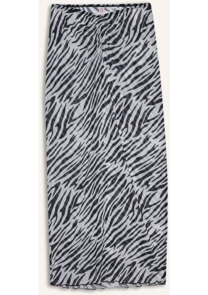 Regular Fit Zebra Desenli Tül Plaj Eteği-Fall in Love C3179AX25HS