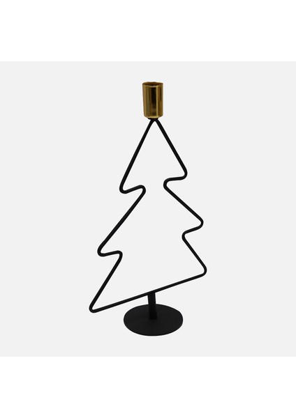 Çam Tekli Şamdan Siyah