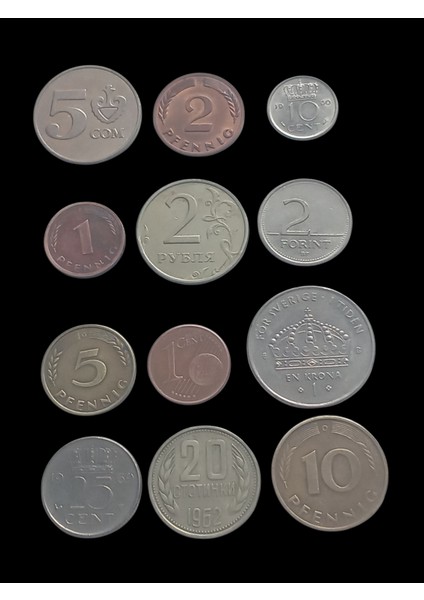 12 Adet Yabancı Koleksiyon Madenî Para. Eski Para Hb52