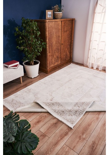 Riena 1122 Latte - Akrilik Polyester Halı | Kaymaz Tabanlı Dekoratif Halı