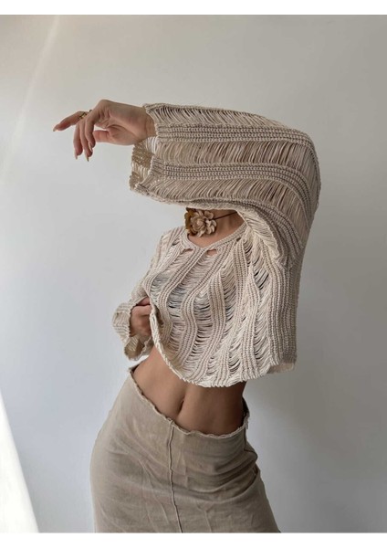 Ajur Bej Organik Triko Crop