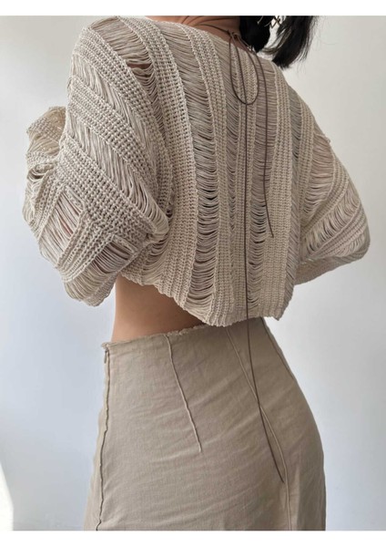 Ajur Bej Organik Triko Crop