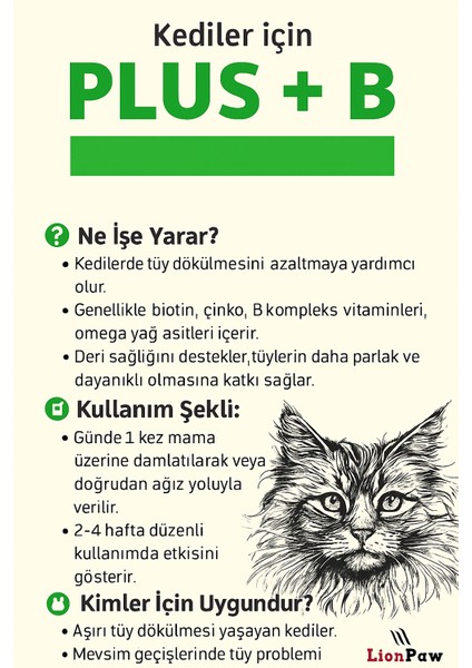Kediler Için Tüy Sağlığı Destekleyici Multivitamin Kedi Tüy Dökümü Önleyici Damla Biyotin 50 ML fiyatları