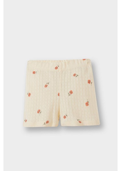 Kız Bebek Pijama Takımı Çiçekli Kısa Kollu Ribana Üst Beli Lastikli Şort E1552A525HS fiyatları