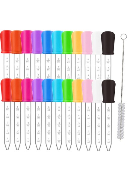 22 Paket Sıvı Damlalık, 5 ml Silikon ve Plastik Göz Damlalığı Ampul Ucu ve Çocuklar Için El Sanatları Için Temiz Fırça (Yurt Dışından)