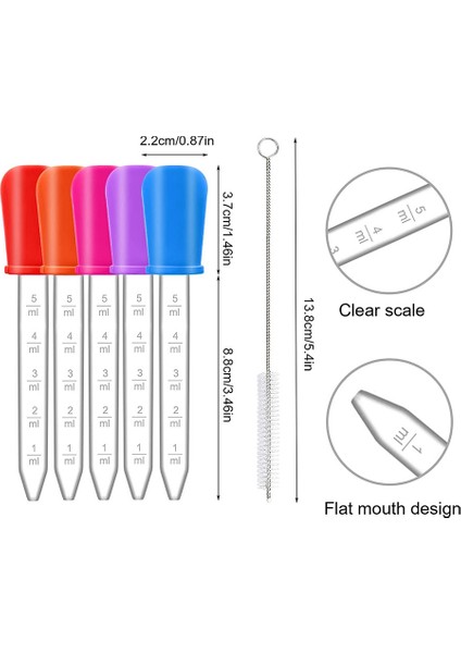22 Paket Sıvı Damlalık, 5 ml Silikon ve Plastik Göz Damlalığı Ampul Ucu ve Çocuklar Için El Sanatları Için Temiz Fırça (Yurt Dışından) modelleri