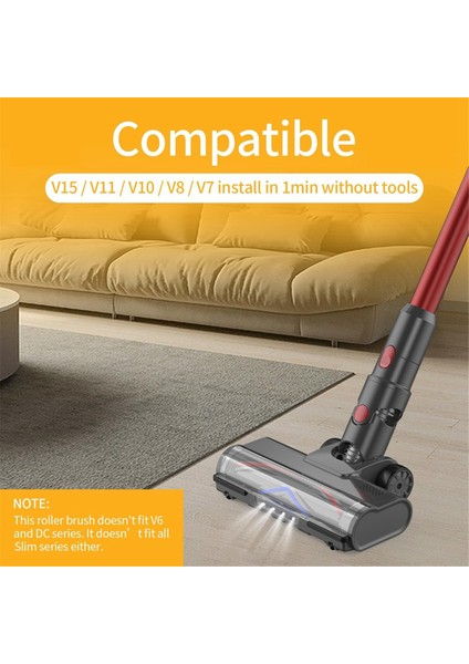 Dyson V7 V8 V10 V11 V15 Elektrikli Süpürge Aparatı Için Hızlı Çıkarılabilir Türbin Fırça Başlığı LED Işıklı Zemin Fırça Başlığı (Yurt Dışından) fiyatları