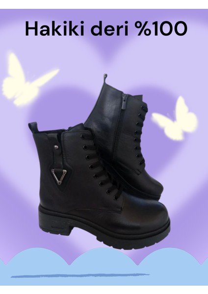2292 Siyah Deri Kadın Bot