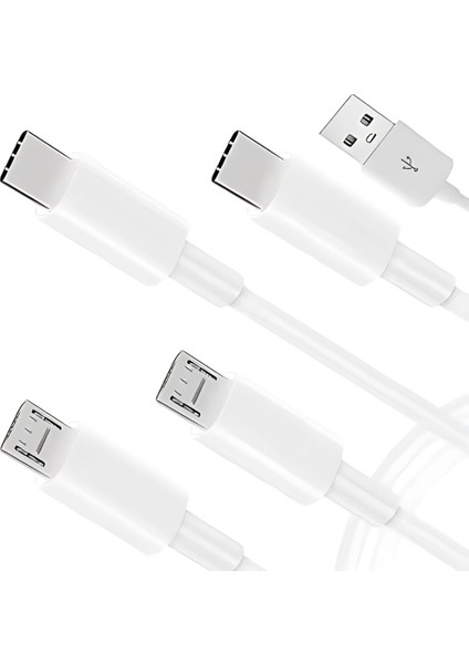 4758 4 In 1 Şarj Kablosu 2x Type-C 2x Micro USB Çoklayıcı 1 Metre