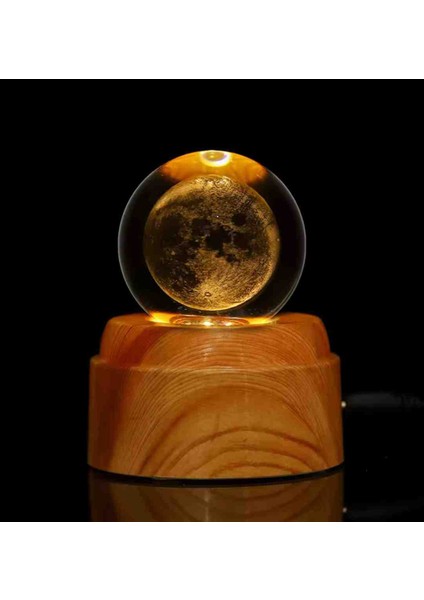 Premium Kendi Etrafında Dönen Kristal Cam Küre 3D LED Işıklı Usb’li Gece Lambası – Masaüstü Dekoratif Hediyelik Set fiyatları