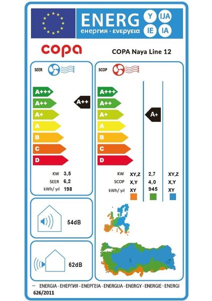 Naya Line 12000 Btu A++ Duvar Tipi Klima
