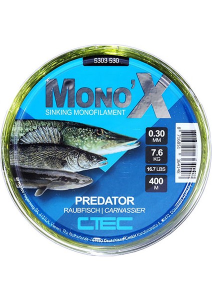 Ctec Predator 400MT 0.30MM 7.6kg Yeşil Misina
