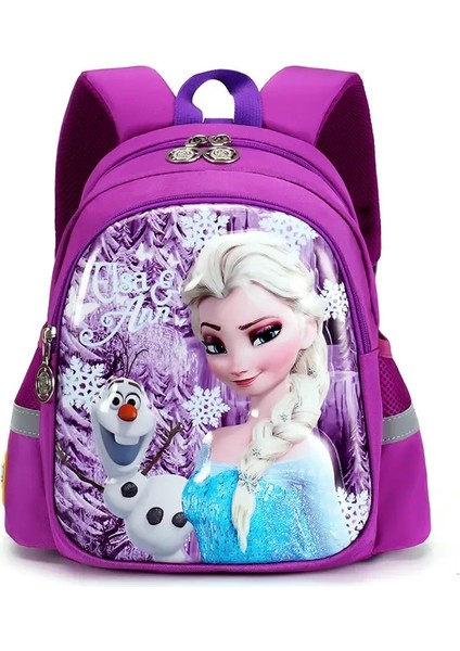 Anaokulu Okul Çantası Karikatür Elsa Omuz Çanta Kız Çocuk Çanta Bebek Çocukları Backpack Çocuk Donmuş Okul Çantası Sırt Çantası: Mor (Yurt Dışından)