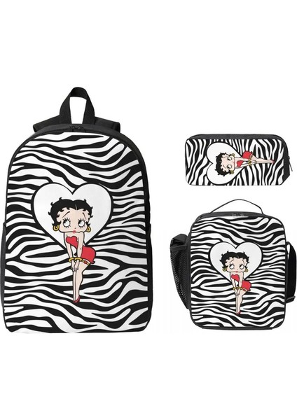 3pcs Amazing Mrs Boop Okul Çantaları Çocuklar Için Set Bettys Love Pen Çantaları Sırt Çantası Setleri Okul Öğrencileri Için Öğle Yemeği Kutusu Daypackcolor: Gösterildiği Gibi (Yurt Dışından)