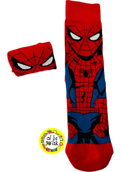 Spiderman Çizgi Film Desenli Pamuklu Soket Çorap