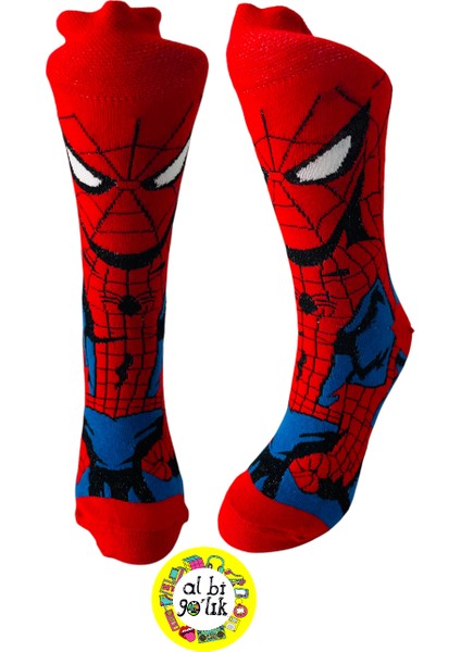 Spiderman Çizgi Film Desenli Pamuklu Soket Çorap modelleri