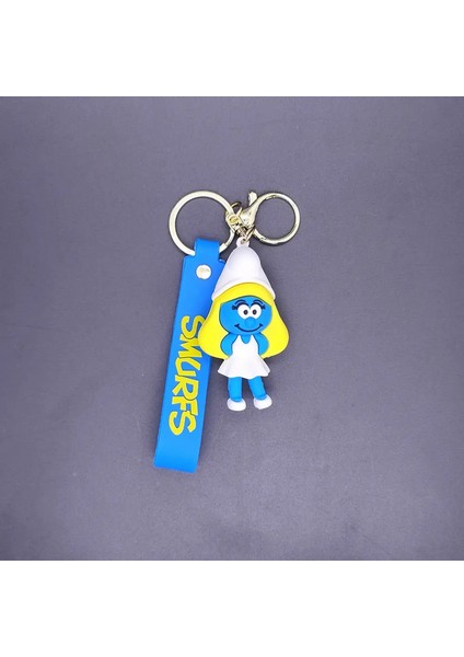 Yaratıcı Mini Şirinler Küçük Aksesuarlar Anahtarlık Sevimli Q Versiyon Karikatür Figür Araç Anahtar Zinciri Küçük Hediye Çantası Asılı Süs: Boyut: 6 cm (Yurt Dışından)