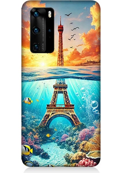 Huawei P40 Pro Uyumlu Denizaltında Eyfel Hayali Desenli Silikon Kılıf