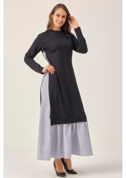 Lacivert Toka Detaylı Maxi Boy Elbise DM91006 fırsatları