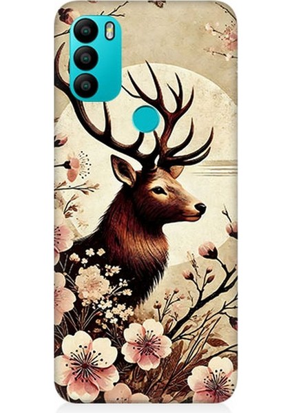 General Mobile Gm 21 Plus Uyumlu Çiçekler Içinde Asil Geyik Desenli Silikon Kılıf