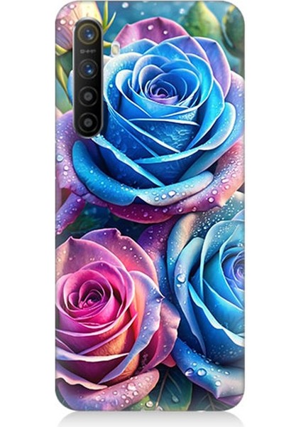 Realme Xt Uyumlu Gökkuşağı Renkli Güller Desenli Silikon Kılıf