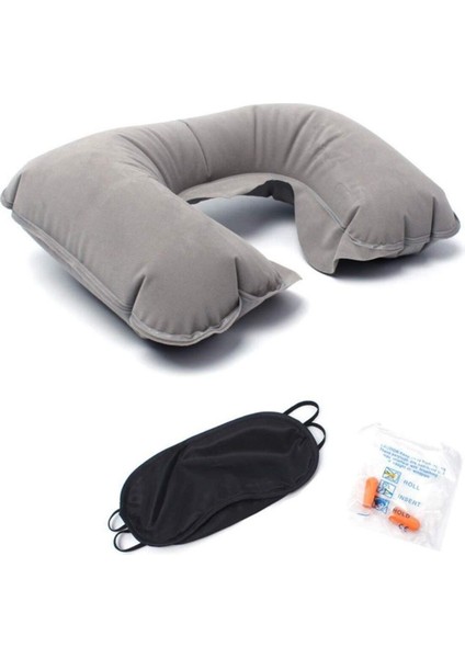 Yolculuk Konforu Için Ortopedik Set (Boyun Yastığı, Göz Bandı, Kulak Tıkacı)